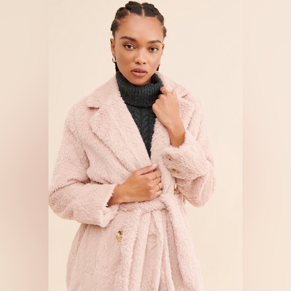 Free People Women’s Cuff It Coat Pink Size Medium NWOT - Picture 3 of 8